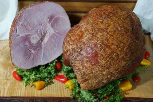 whole and half bone-in ham